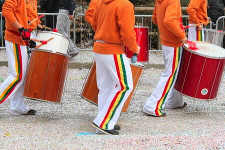 carnival drummers band during a parade in Venice during the Carnival days 