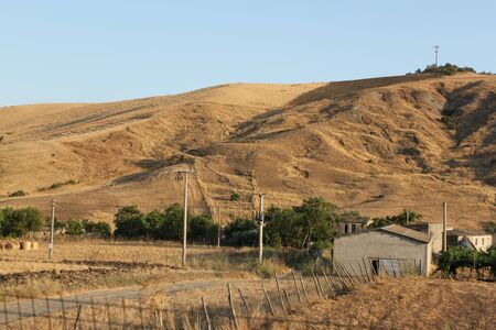Landscape seen from above, rural valley,Sicily italy の写真素材