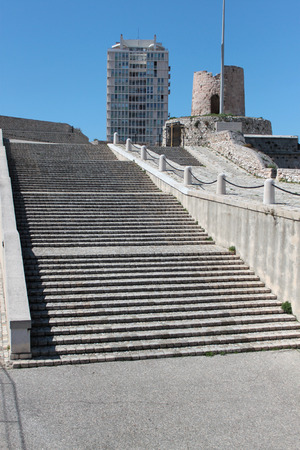 ancient staircase monument port Marseilleの写真素材