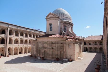 Outside the Catholic cathedral with oval dome in Marseille Franceのeditorial素材