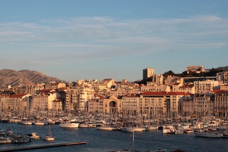 view with the landscape of the city of Marseille and harbor viewの写真素材