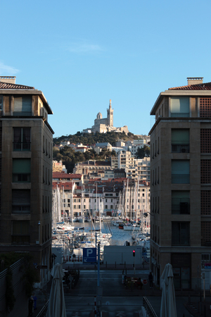 Marseilles harbor view at sunsetのeditorial素材