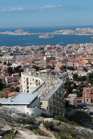 view with the landscape of the city of Marseille and harbor viewの写真素材