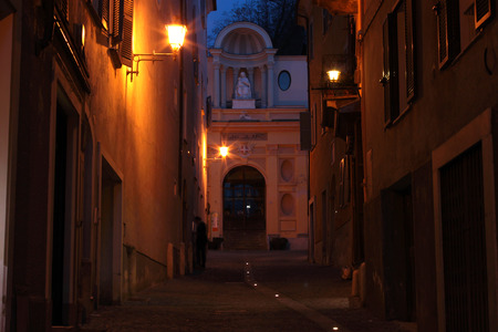 urban streets at night with soft lightingの写真素材