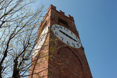 Monument tower with antique clockの写真素材