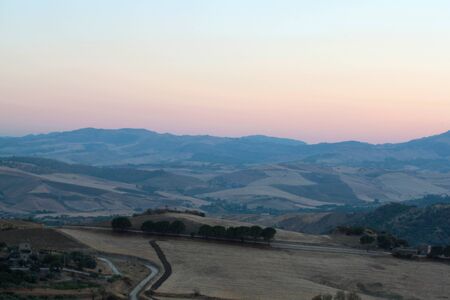 agricultural landscape view in the center of Sicily