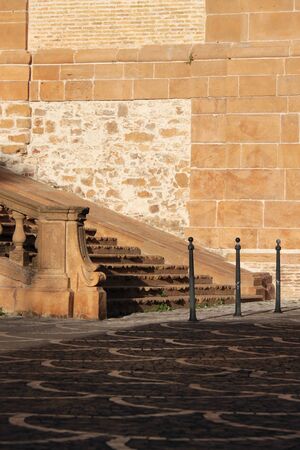 ancient staircase outside buildingの写真素材
