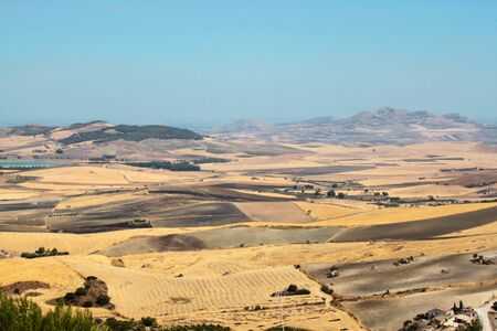 agricultural landscape view in the center of Sicily