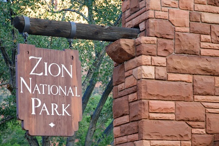 Banner of the Zion National Park in Utah, USAの写真素材