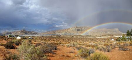 Rainbow in the Arizona desertの写真素材