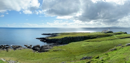 The lighthouse and cliff Neist Point on Skye -  Scotlandの写真素材