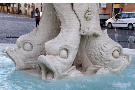Baroque Triton Fountain  Fontana del Tritone  in Rome Italyのeditorial素材