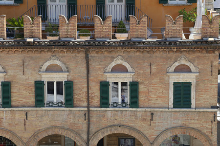 Ascoli Piceno  Marches, Italy  - Ancient building in the main squareのeditorial素材