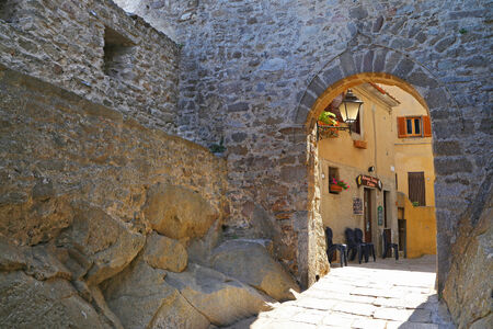 Ancient Village  Castle   in the island of Giglio, Tuscany archipelagoのeditorial素材