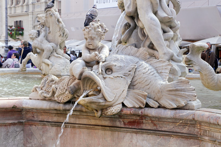 ROME, ITALY - APRIL 19, 2015: Neptune Statue in Piazza Navona. The Fountain of Neptune is a fountain in Rome, on April 19, 2015. Piazza Navona is one of the most famous squares of Romeのeditorial素材