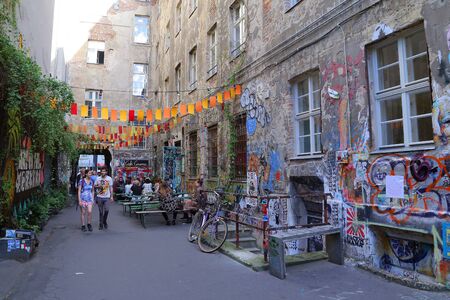 BERLIN, GERMANY - JULY 26: street view in Mitte district, on July 26, 2015 in Berlin, Germany.のeditorial素材