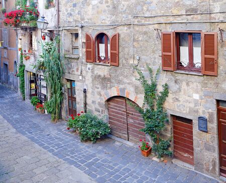 BOLSENA, ITALY - JUNE 28, 2015: Viterbo, Lazio, Italy: old typical street of the medieval townのeditorial素材