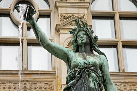 Details of the fountain in the town hall of Hamburgの写真素材