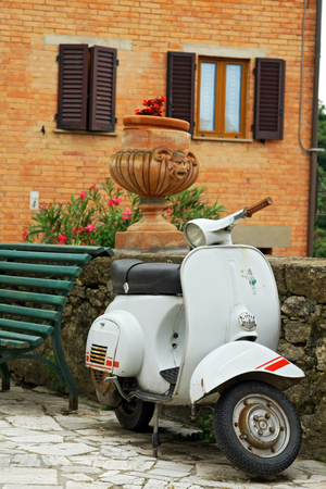 classic Vespa is one of the products of the industrial design world's most famous and most often used as a symbol of Italian designの写真素材