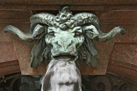 Details of the fountain in the town hall of Hamburgの写真素材