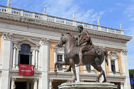 ROME, ITALY - JUNE 11, 2016: Marcus Aurelius on Capitol Hill in Romeのeditorial素材