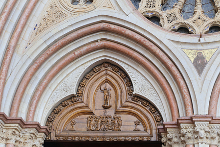 ASSISI, ITALY 30 JUNE, 2017: Famous Basilica of St. Francis of Assisi (Basilica Papale di San Francesco) with Lower Plaza at sunset in Assisi, Umbria, Italyのeditorial素材