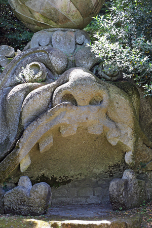 BOMARZO, ITALY - 2 JULY 2017 - Proteo Glauco in Monster Park in Bomarzo - Italyのeditorial素材