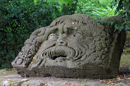 BOMARZO, ITALY - 2 JULY 2017 - A visit at Monster Park (in italian 'Parco dei Mostri'), an esoteric architecture garden in Bomarzo (Tuscia, Lazio) province of Viterbo, central Italy.のeditorial素材