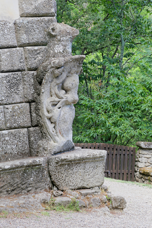 BOMARZO, ITALY - 2 JULY 2017 - The Pendent House. At the Monster Park in Bomarzo - Italyのeditorial素材