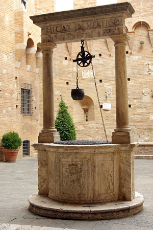 Siena - the courtyard of the Palazzo Chigi-Saraciniの写真素材