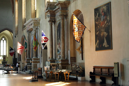 Banners in the church Palio di Siena Tuscany,  Italyのeditorial素材
