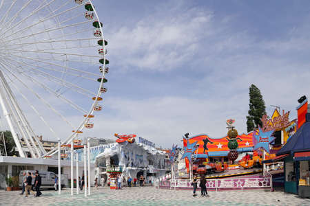 Vienna, Austria - April 26, 2019: The Vienna Prater is a modern theme park with over 250 attractions...