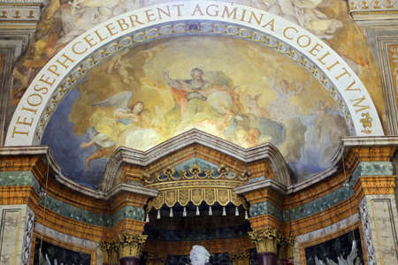 URBINO, ITALY - JANUARY 3, 2019: Altarpiece at the Oratorio di Santo Giuseppe or Oratory of St. Josephのeditorial素材