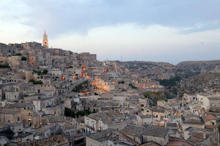 Matera, Italy - August 17, 2020: View of the Sassi di Matera a historic district in the city of...