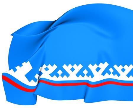 Yamalo-Nenets Autonomous Okrug Flag, Russia  Close Up の写真素材