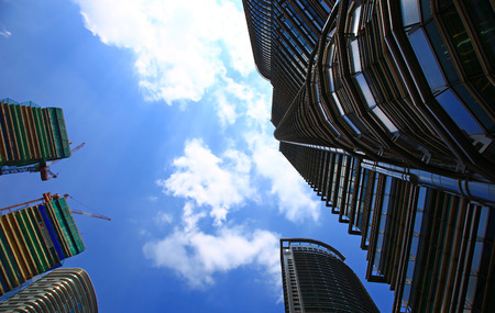 View of the Skyscrapers (Petronas Towers), Malaysia. Day.