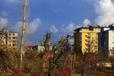 Apartment Buildings in Van, Turkey. Autumn.のeditorial素材