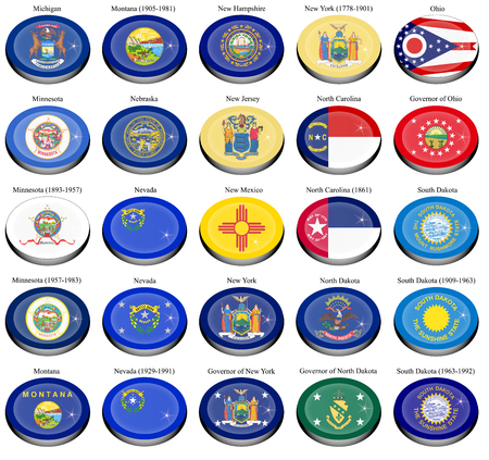 Set of icons. States and territories of USA flags.のイラスト素材