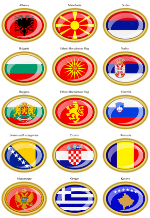 Set of icons. Flags of the Europe (Balkan countries).のイラスト素材