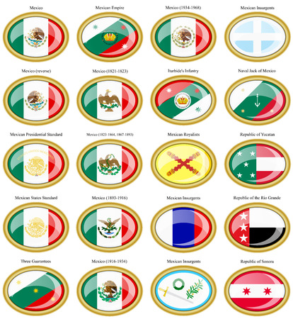 Set of icons. Flags of the Mexico.のイラスト素材