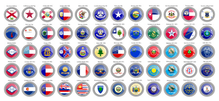 Set of icons. States of the USA flags. Vector.のイラスト素材