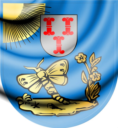Barneveld coat of arms, Gelderland. Netherlands. 3D illustration.の写真素材