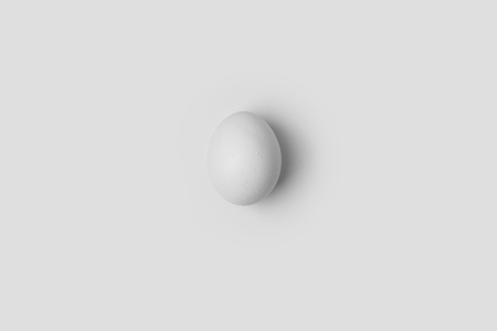 white egg on the white background in center. Design, visual art, minimalism easter
