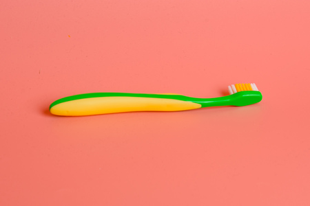 toothbrush of baby health care in oral cavity for baby on pinkの写真素材