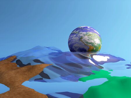 3D render planet earth on blue background in studio.