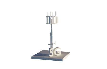 5g tower isolated on white. Wireless communication. Internet connection network high digital...