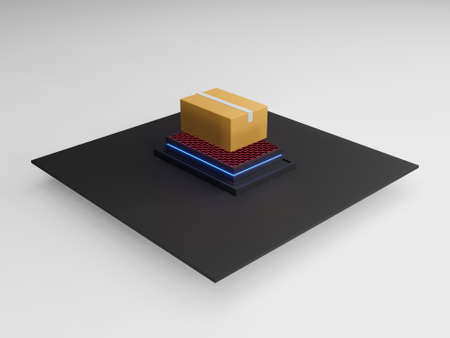 3d redner of automative sorting and delivery packages in darkstores. Modern shipping industry. AI...