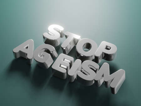 3d render of text stop ageism. Social problem of inequality of ages. Job refusal for elderly people. 3d renderの写真素材