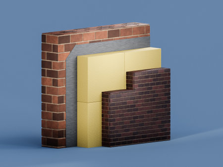 3d render of house wall insulation. Thermal materials for energy saving development