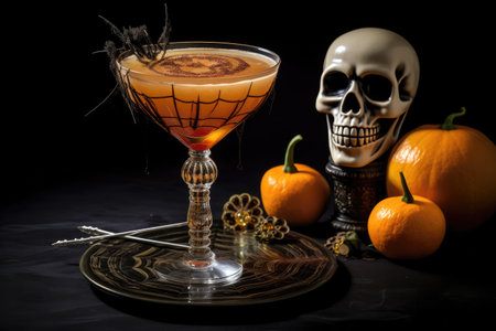 Halloween cocktails food photography, party spooky beverages for menu.の素材